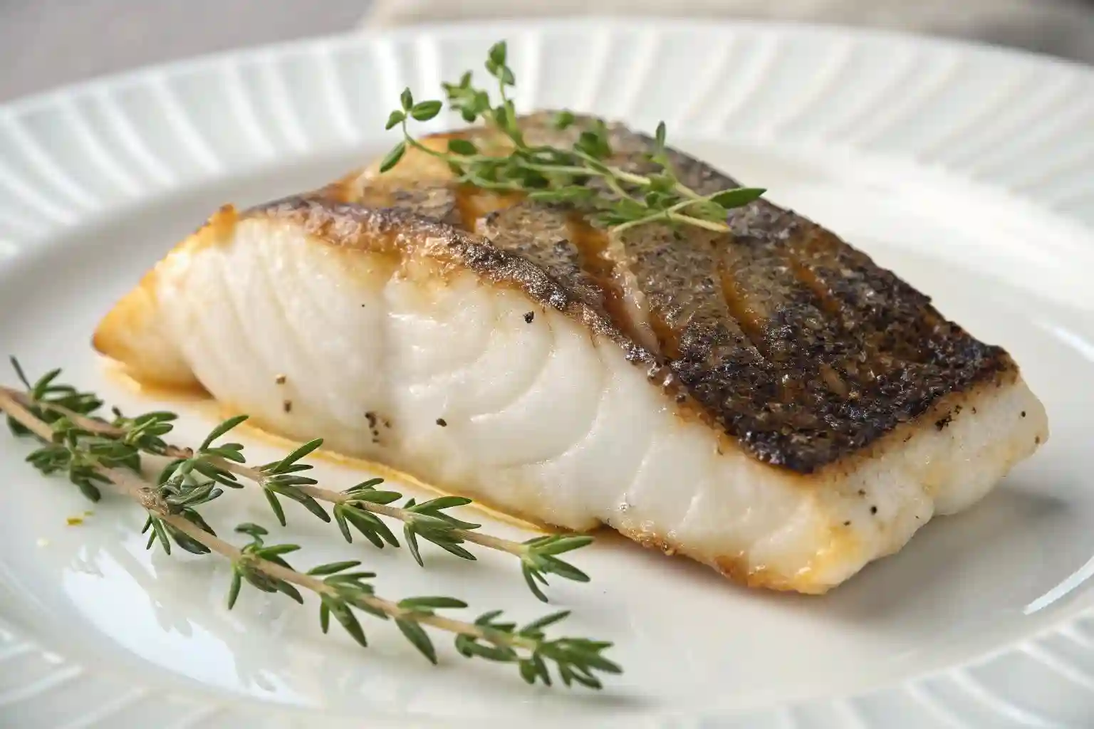 Grilled rockfish fillet with herbs