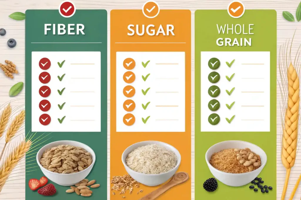 Nutritional comparison chart of healthy cereals for kids