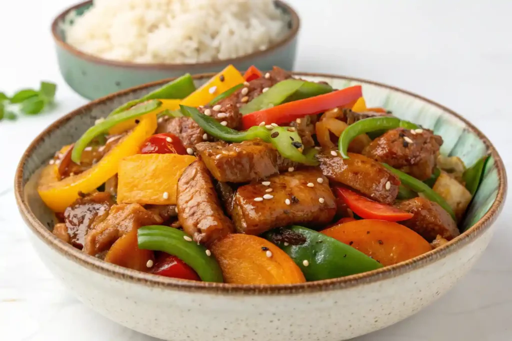 Stir-fry with guava paste glaze