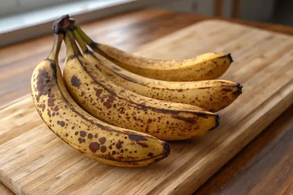 Overripe bananas with brown spots, perfect for making banana bread.