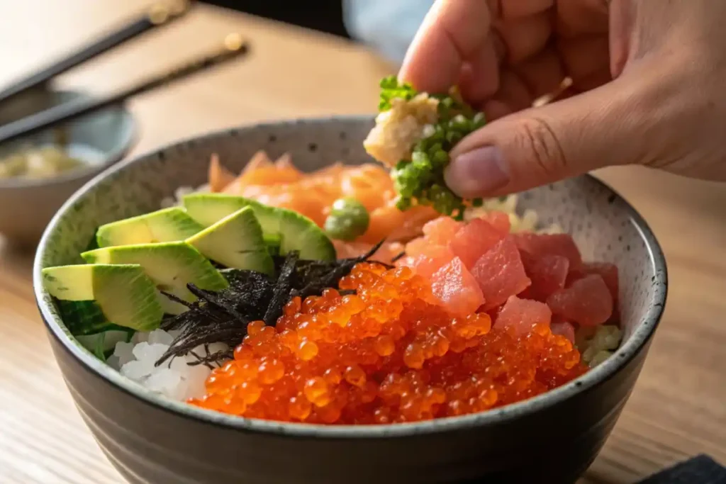 Ingredients for a tobiko meal.