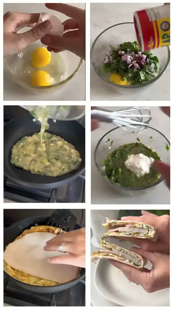 Turkey And Spinach Omelet Preparation