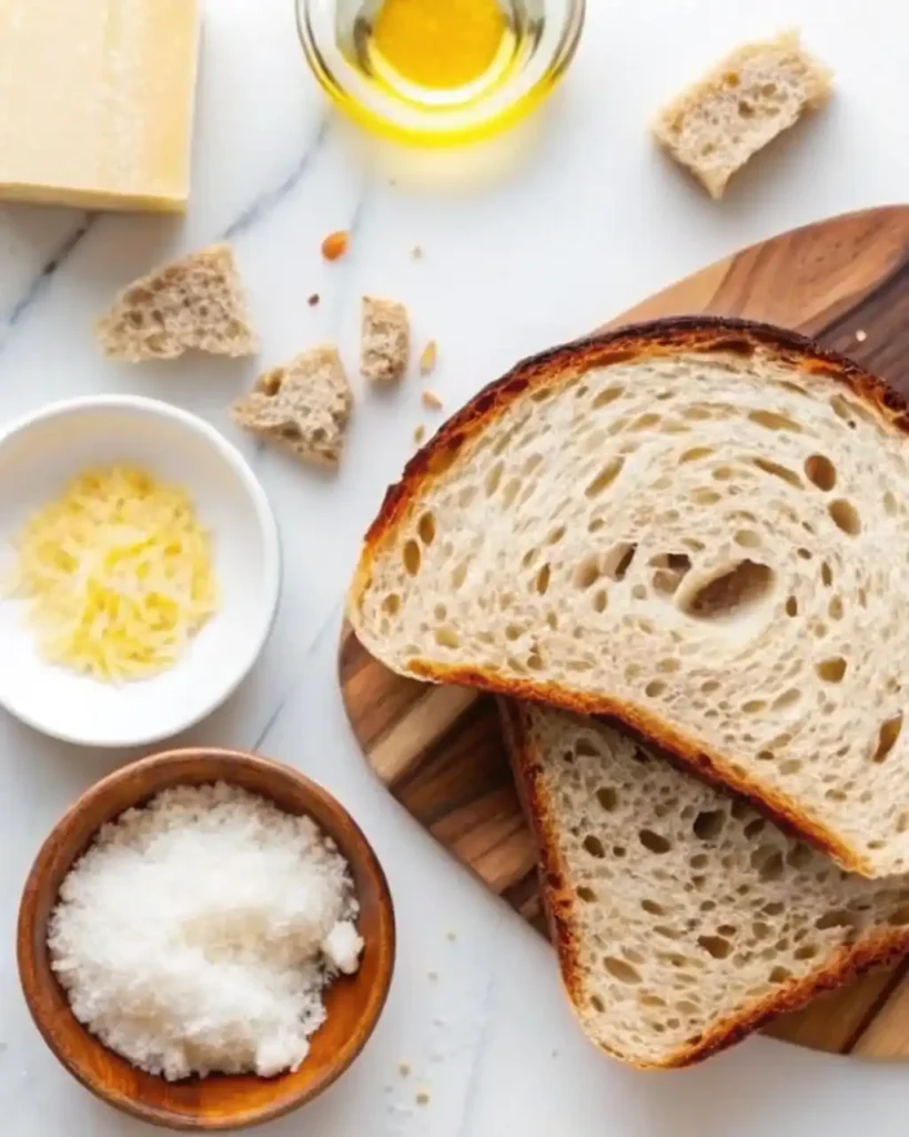 Ingredients for homemade bread and crumbs recipe